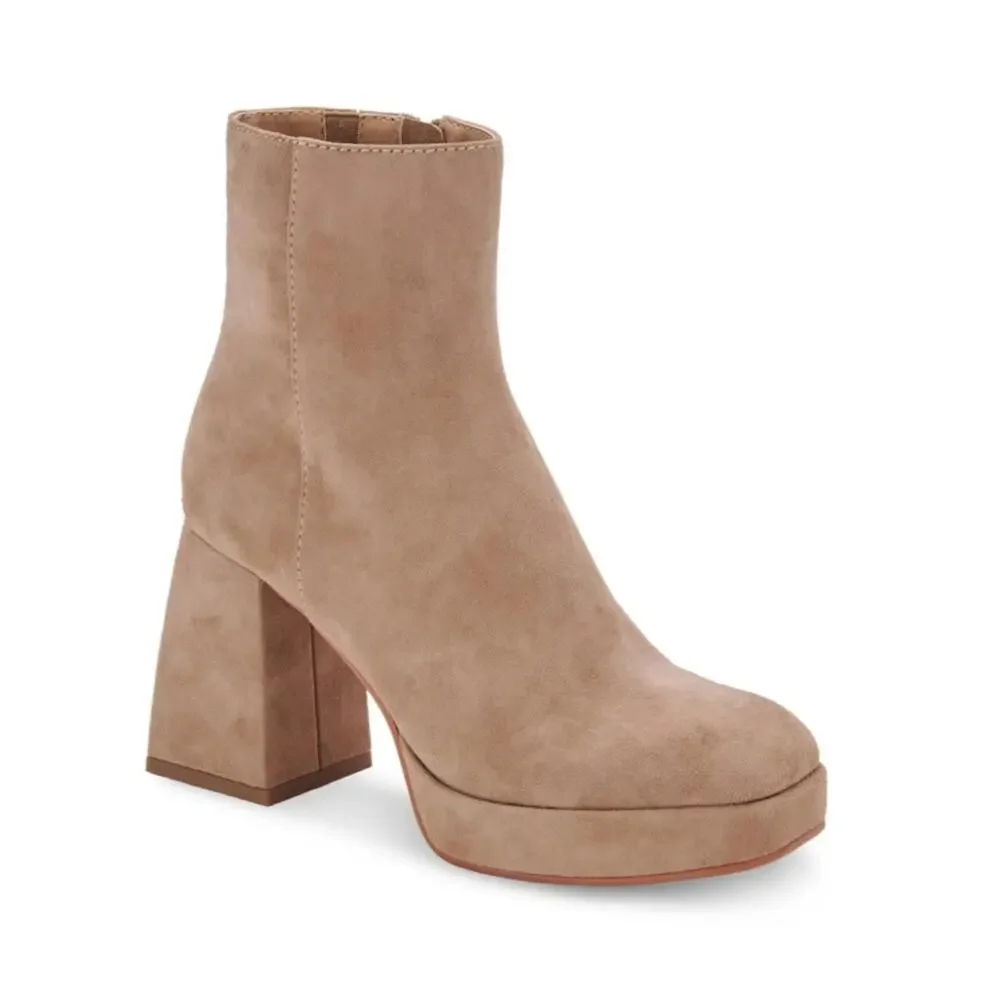Dolce Vita Womens 9.5 Ulyses Suede Platform Bootie in Mushroom Tan NEW